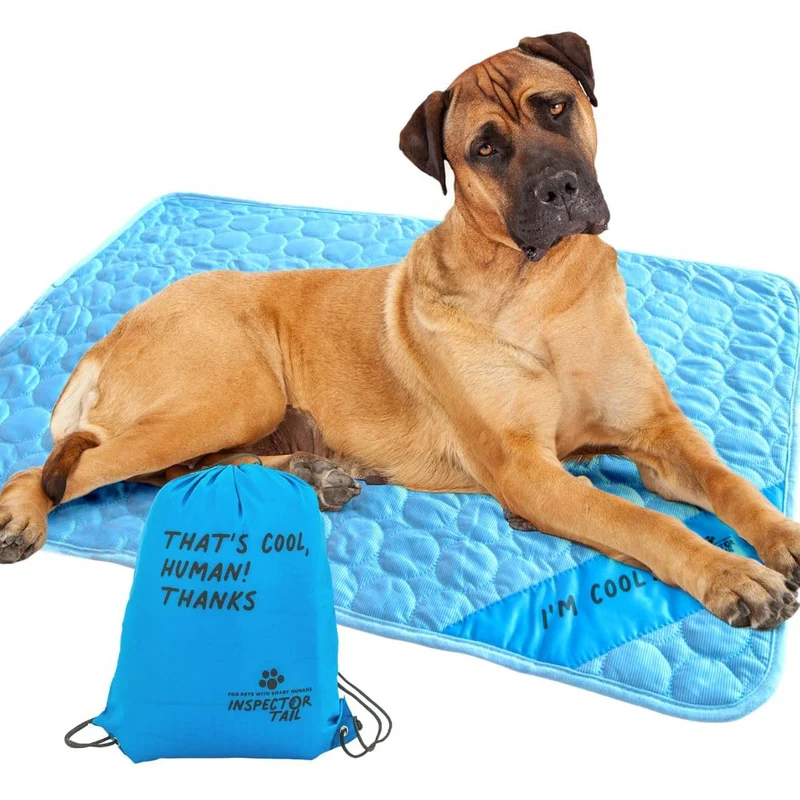 INSPECTOR TAIL Tapis Refroidissant pour Animaux – Voyage Portable Bleu