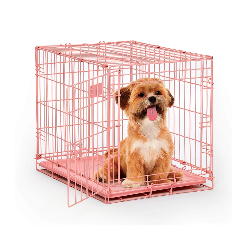 MidWest Homes for Pets iCrate 24 pouces Rose – Cage pour petits chiens 12-20 lb, porte unique et pliable