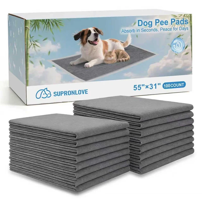 SUPRONLOVE Tapis Charbon Ultra-Larges 55x31 pour Chiots – Pack 40, 6 Couches, Absorbants et Contrôle des Odeurs