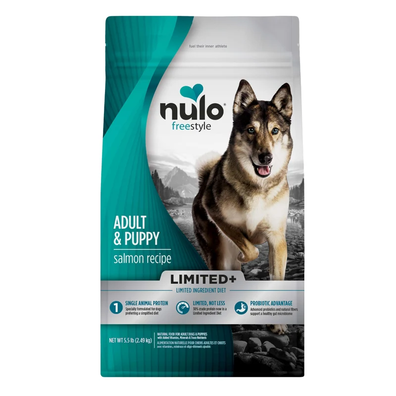 Nulo FreeStyle Limited Ingredient au saumon – Croquettes sans céréales, haute protéine, pour chiots et adultes (sac 2,5 kg / 5,5 lb)