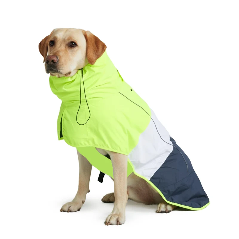 Spark Paws Manteau Pluie Chien – Imperméable et Coupe-Vent, 3XL (Neon Blanc / Navy Blue)
