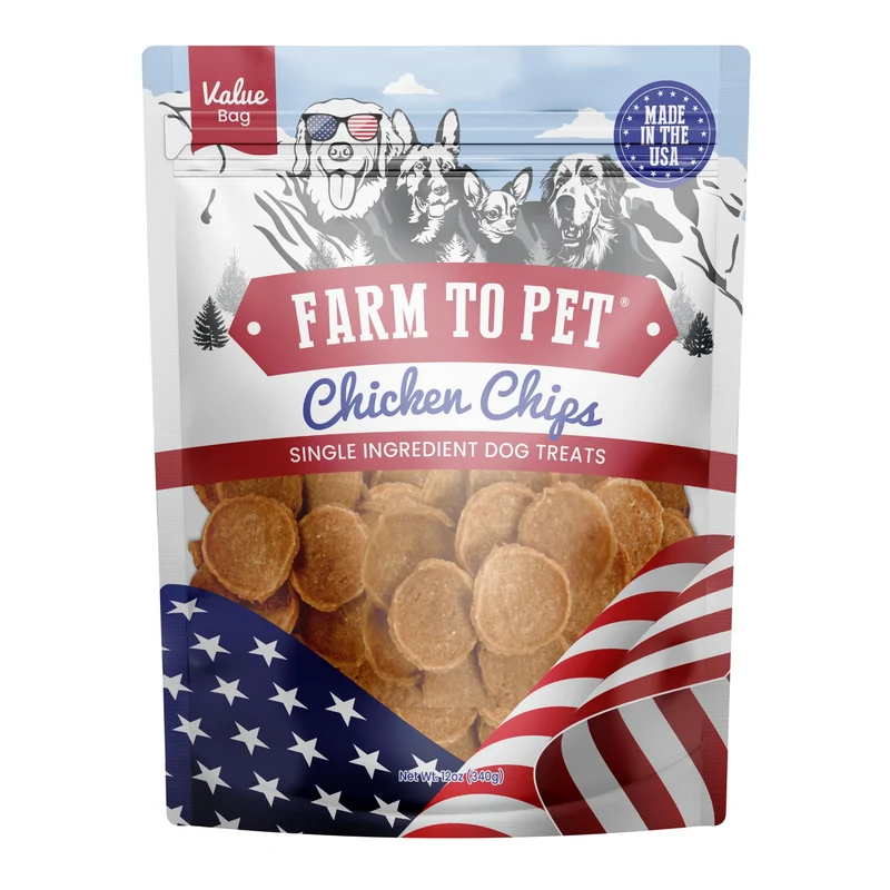 Farm To Pet - Friandises d'Entraînement pour Chiens | Chips de Poulet à 1 Ingrédient, Fabriqué aux États-Unis