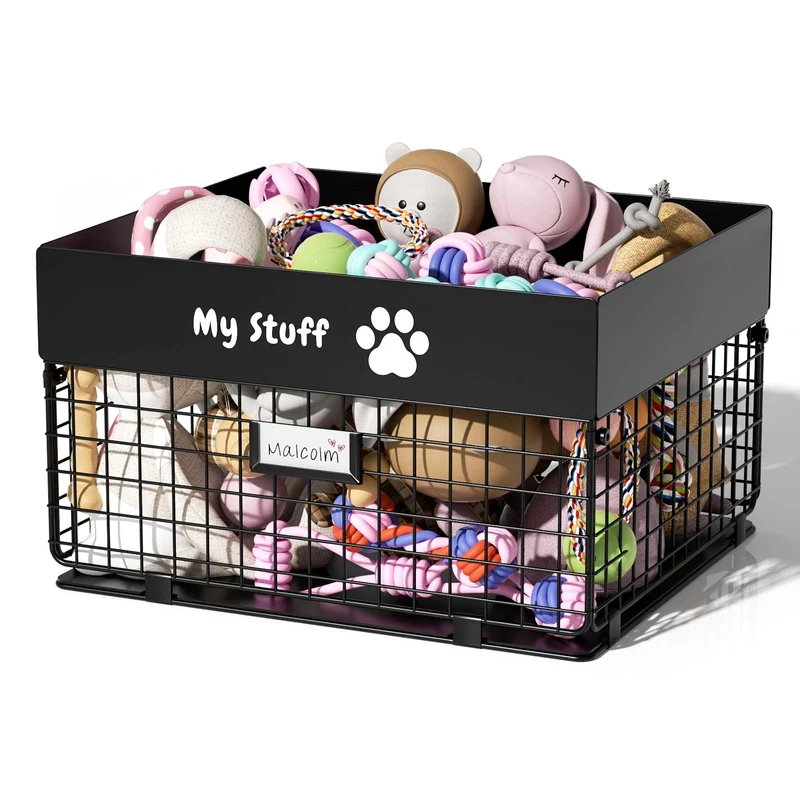 qeerable Panier à jouets pour chien – Grand modèle en métal, personnalisé