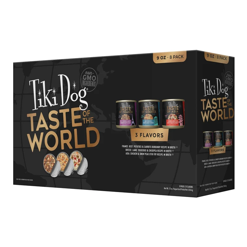 Goût du Monde – Tiki Dog Nourriture Humide pour Chiens, Pack Variété 9 oz (8 boîtes) | TIKI PETS