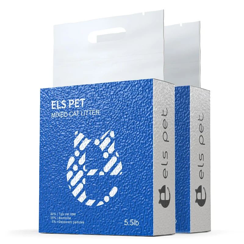 ELS PET Litière pour chats – 2 paquets, 3 en 1, sans parfum, ultra absorbante et séchage rapide