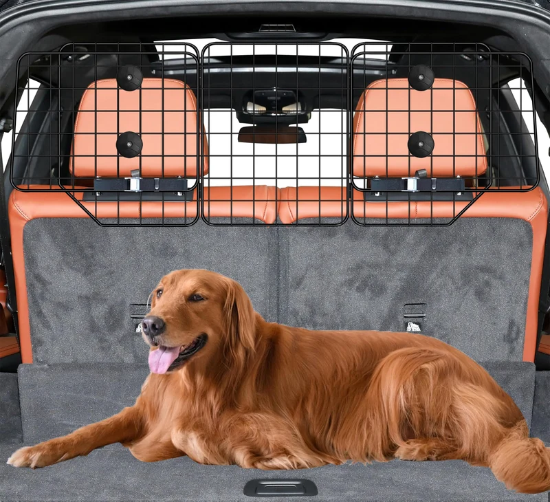 CASIMR Barrière pour Chien de Voiture – Ajustable Universelle, Maillage Métallique Robuste, 61,9 pouces