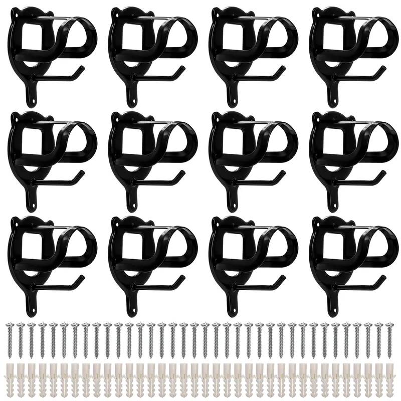Cididu – Porte-bride mural à 12 crochets en fer noir, rangement équestre robuste et polyvalent