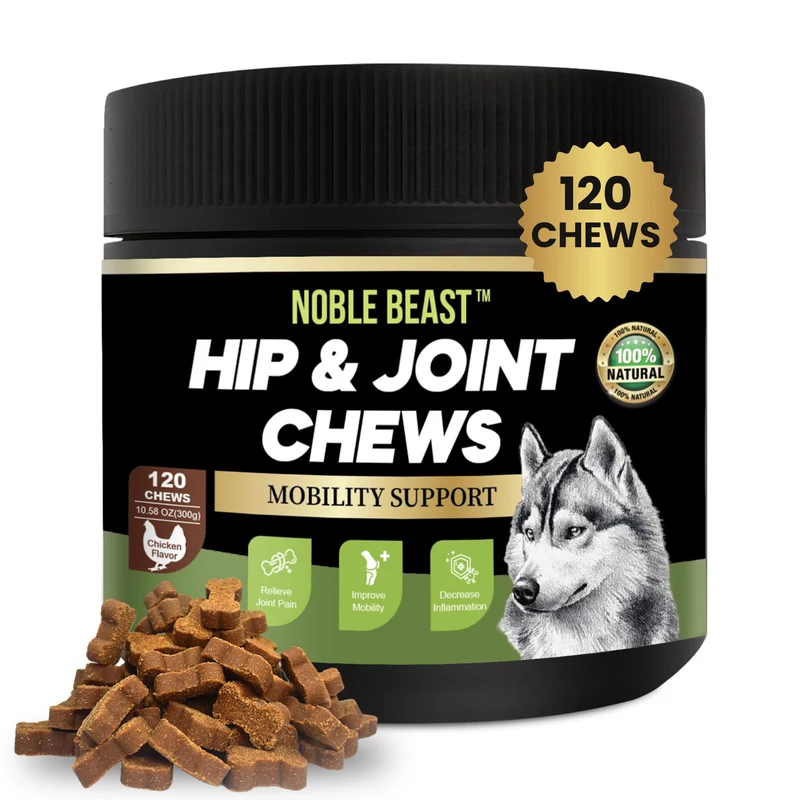Noble Beast – Supplément articulations chien | Soin des hanches et mobilité – friables au poulet – 120 unités