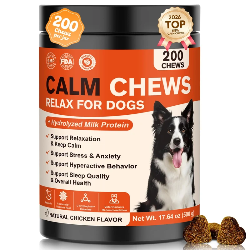 NHWHDJH Friandises apaisantes pour chiens — HMP et mélatonine pour un calme durable (sans somnolence)