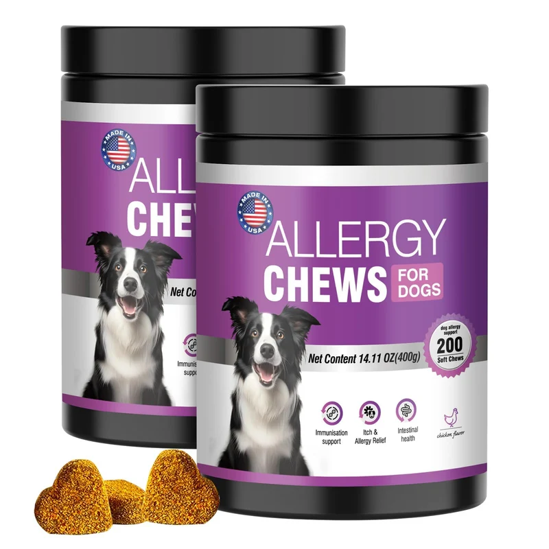FXZRQJ bouchées allergie chien – 400 pièces, démangeaisons et soutien de la peau et du pelage