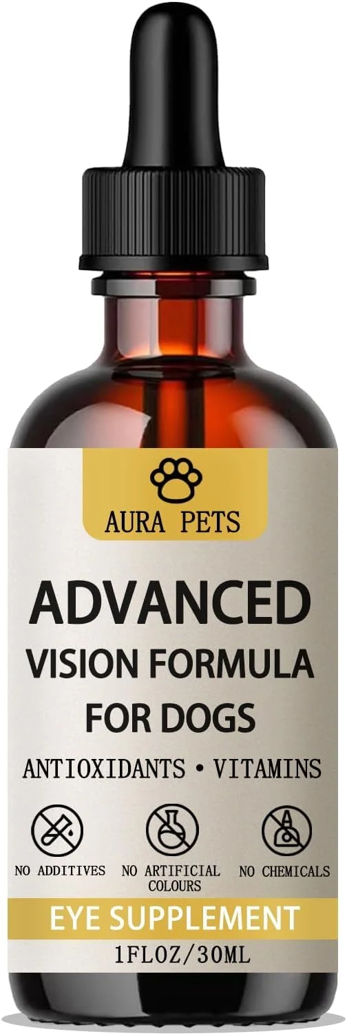 Aura Pets Formule Vision Avancée pour Chiens – Luteine, Zeaxanthine et Astaxanthine – 30 ml
