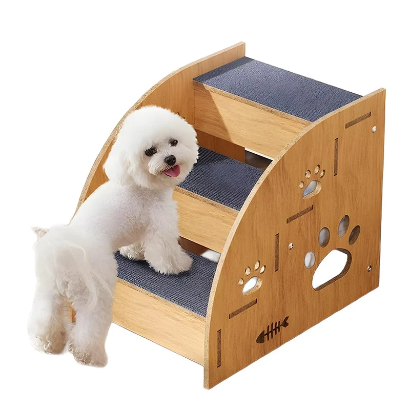 PEITA PET – Escaliers pour animaux en bois, 3 niveaux, 16 x 12 x 14 po