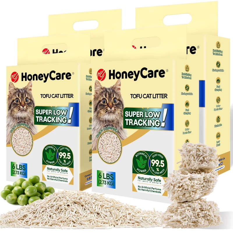 HoneyCare Litière pour Chats au Tofu – Pellets 2mm, Pack de 24 livres (≈10,9 kg), Sans Bentonite, Contrôle des Odeurs et Faible Poussière