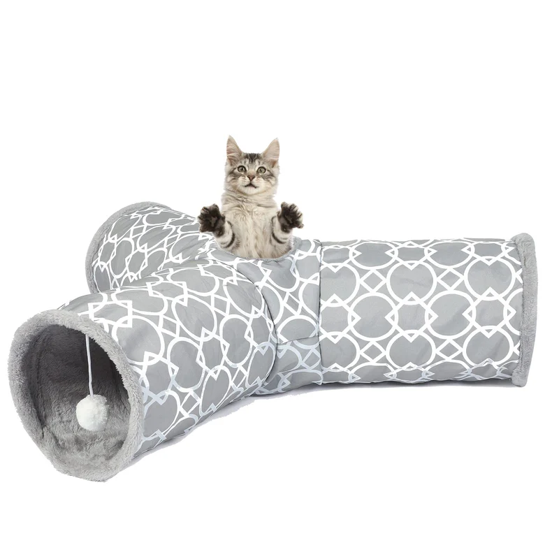 LUCKITTY Tunnel Géométrique 3 Voies – Peluche Intérieure et Rangement Pliable