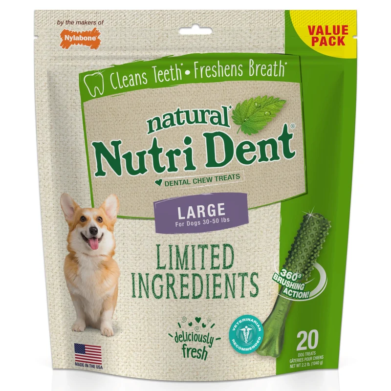 Nylabone Nutri Dent – Friandises dentaires chien Large (20 unités) – Haleine fraîche & Nettoyage dentaire