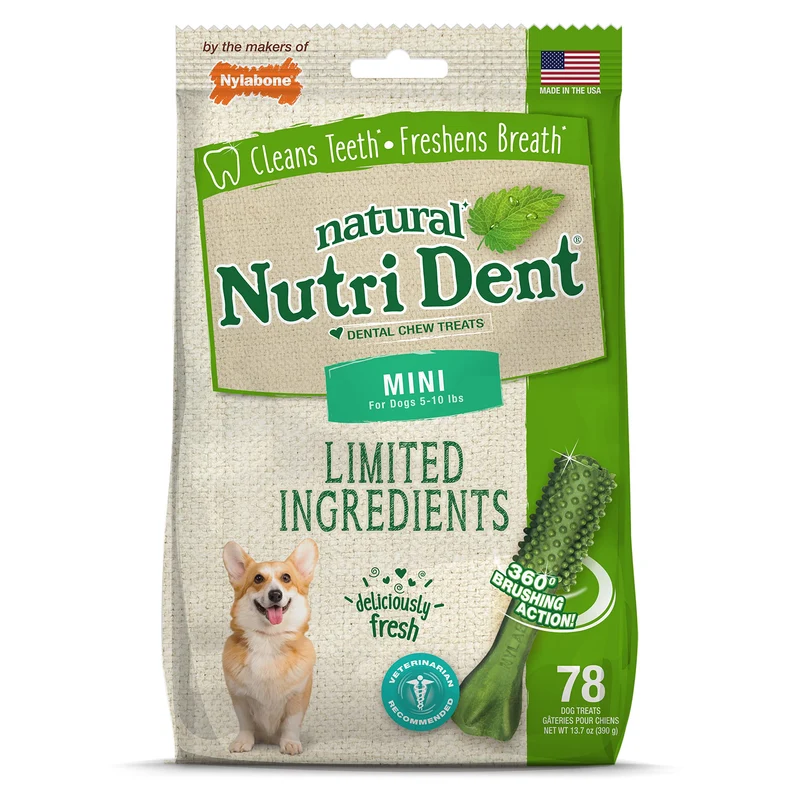 Nylabone Nutri Dent – Bouchées Dentaires Naturelles pour Chiens Très Petits (78 pièces) – Fabriqué aux États-Unis, Haleine Fraîche