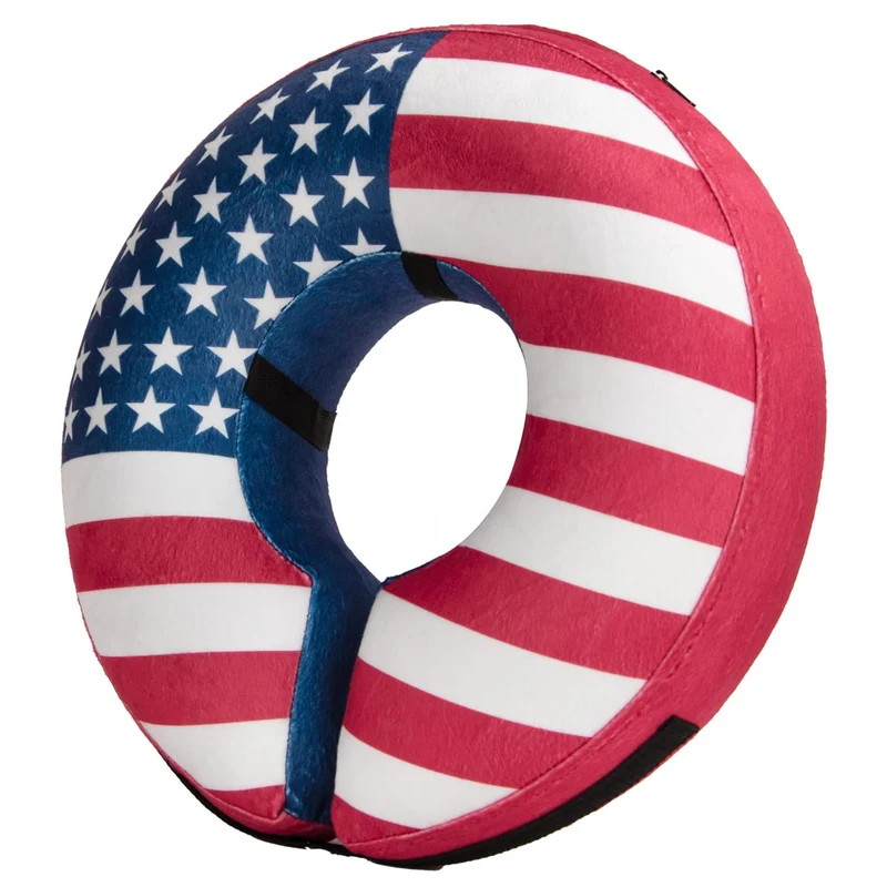 BENCMATE Collier conique gonflable pour chiens et chats – Confort doux, après opération, taille XL avec motif drapeau