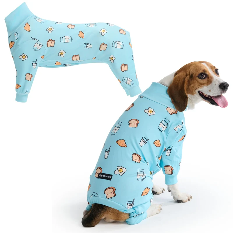Pyjama Spark Paws pour chien XXL – Bleu petit-déjeuner, extensible 4 directions et douceur ultra