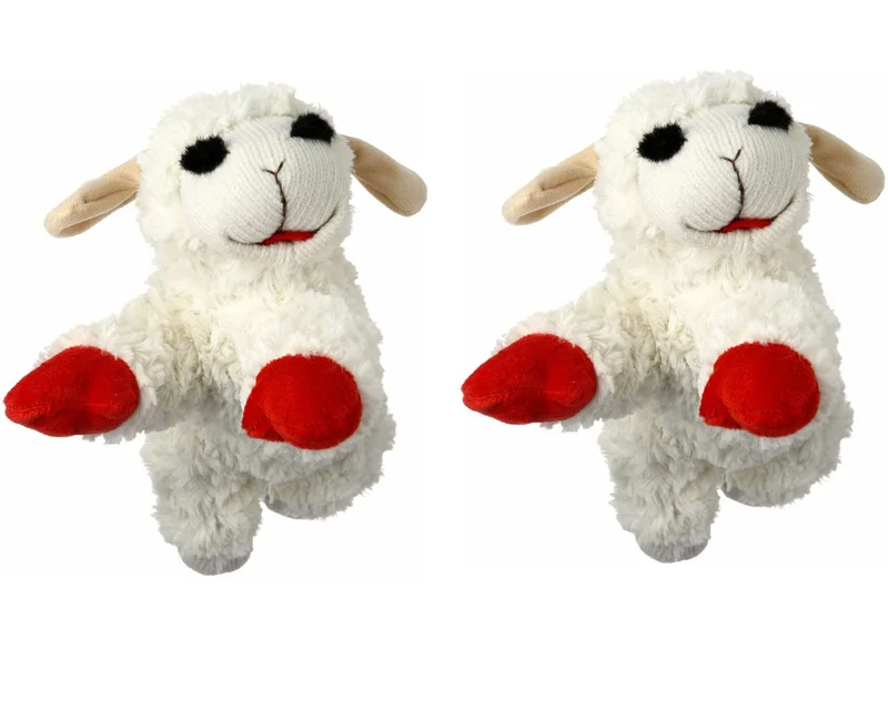 HDP Lambchop – Peluche pour chien 10 pouces, ensemble de 2, blanc, couineur