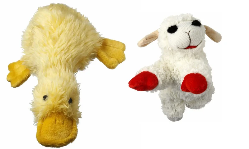 HDP Caneton jaune Duckworth et Lambchop blanc – Ensemble grand jouet peluche pour chien