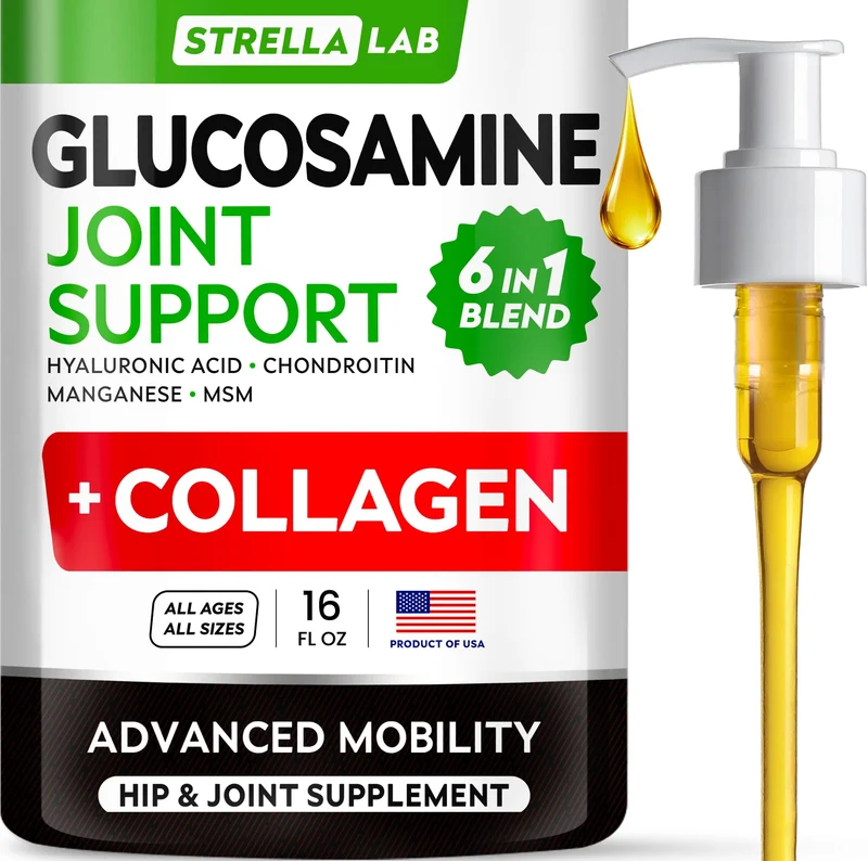 STRELLALAB Glucosamine Liquide pour Chiens avec Collagène (16 oz) – Soin Hip & Articulations