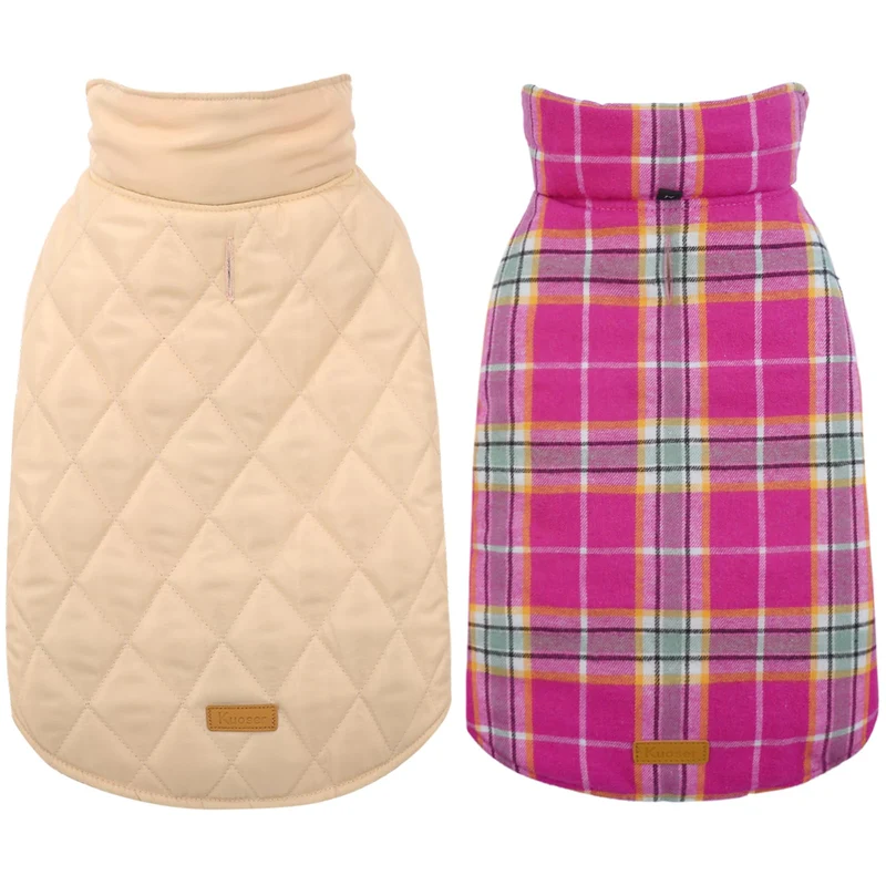 Kuoser Veste Chien Imperméable et Réversible — Manteau d’Hiver pour Grands Chiens Rose L