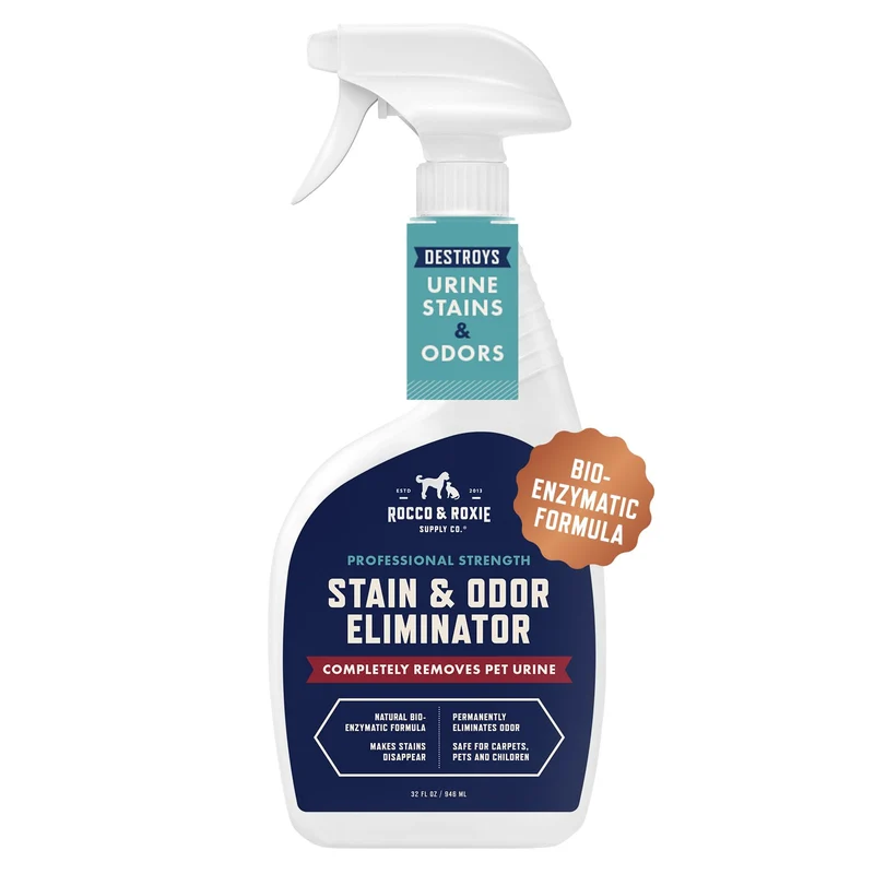 Rocco & Roxie Supply Co. Détachant et Éliminateur d’Odeurs Fortes – Nettoyant Enzymatique pour Tapis et Odeurs d’Animaux, 32 oz