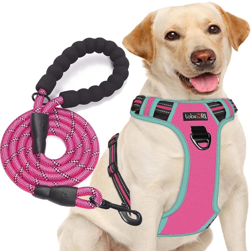 tobeDRI Harnais Chien Non Tiré Réfléchissant Oxford – Contrôle Facile + Laisse Offerte