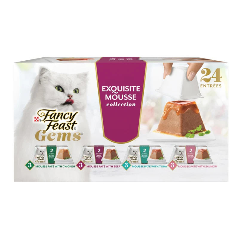 Fancy Feast Gems – Mousse Pâté et Sauce Savoureuse, Pack de 12 Boîtes 4 oz pour Chat