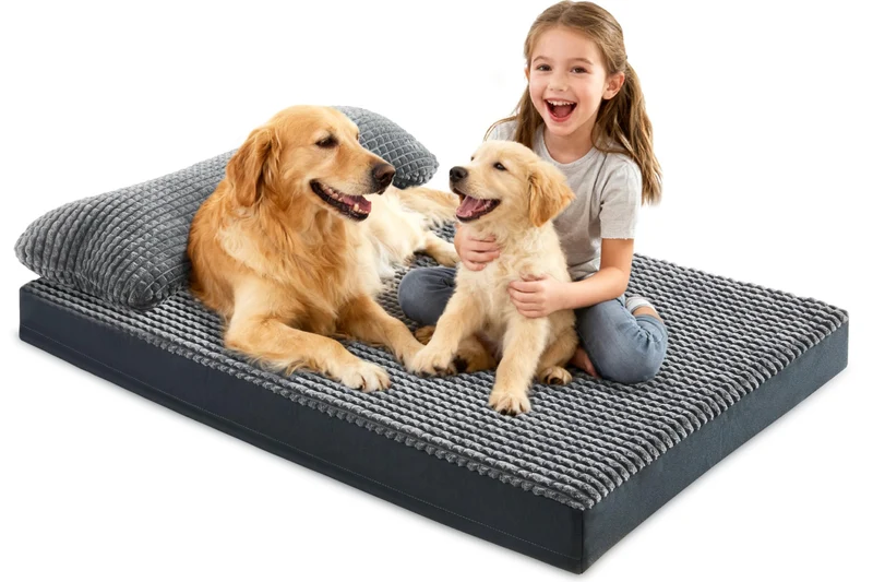 KISYYYO Lit Orthopédique pour Chiens Grands – 35x23, Housse Lavable, Gris
