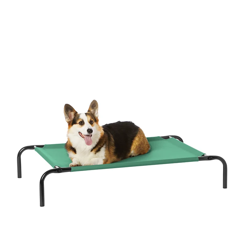Amazon Basics - Lit Chien Élevé et Respirant avec Cadre Métallique, 43 x 26 x 7,5 po, Vert