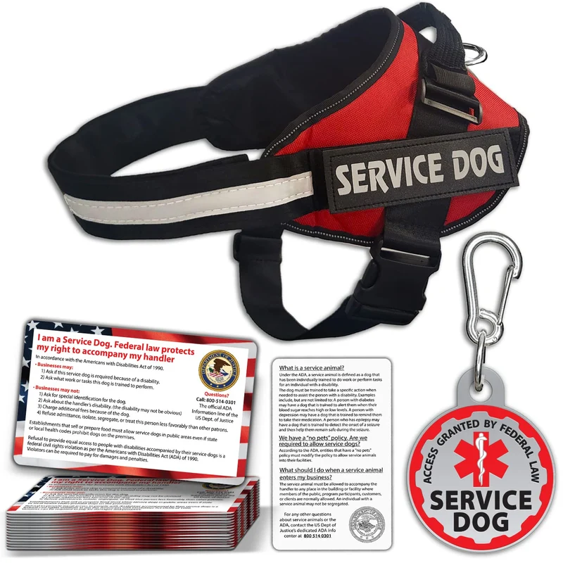 Pelto — Harnais de chien d’assistance, médaille métallique et 50 cartes ADA – Ensemble Accessoires ESA