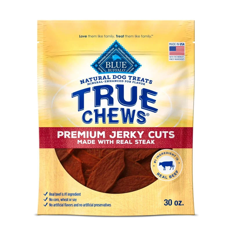 Blue Buffalo True Chews – Tranches de Jerky Boeuf Premium pour Chiens, 30 oz, Fabrication États‑Unis, Ingrédients Naturels
