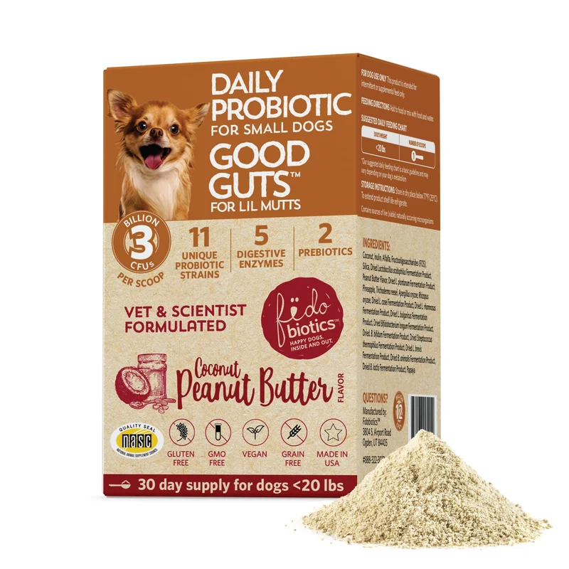 Fidobiotics Probiotiques pour Chiens — Milliards de CFU, 11 souches, 5 enzymes digestives, 2 prébiotiques (30 jours)