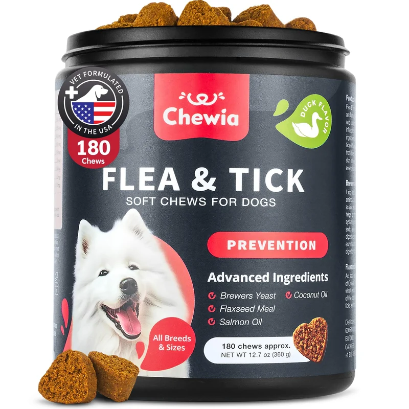 CHEWIA - Bouchées molles anti-puces et tiques pour chiens | Prévention naturelle et soutien immunitaire