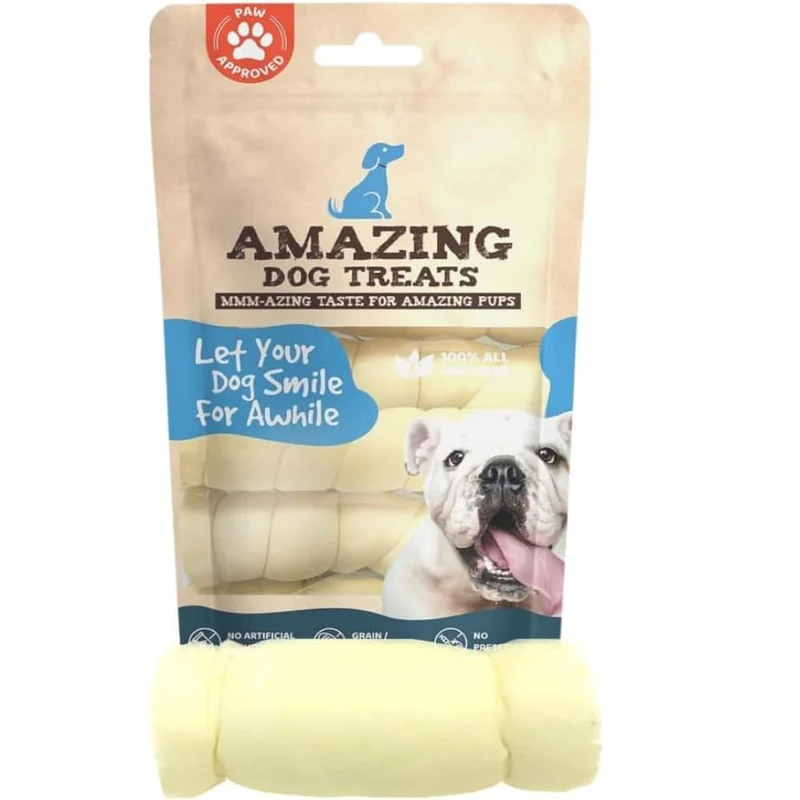 Amazing Dog Treats – Rouleaux de joue de bœuf 6 pouces (4 pièces) – Alternative sans peau pour chiens puissants