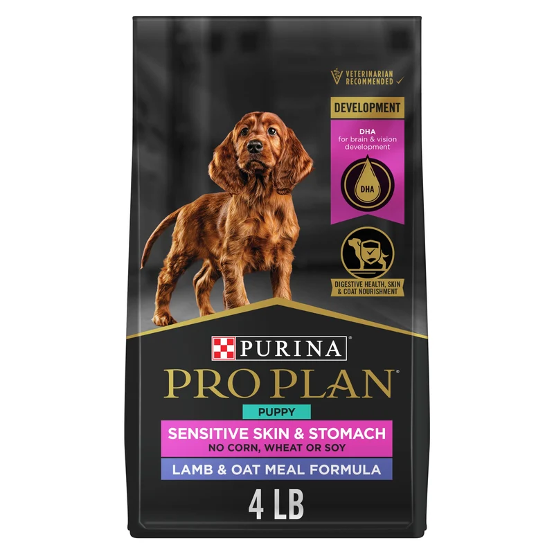 Purina Pro Plan Chiot – Peau Sensible et Estomac – Agneau et Avoine, Sac 4 lb