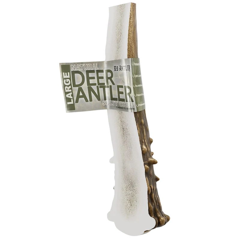 K-9 Antler Co. Ramure de Cerf Découpée pour Chiens – Grand Format 7,5–9 pouces, Morsure Stimulante, Naturelle et Collectée aux États‑Unis