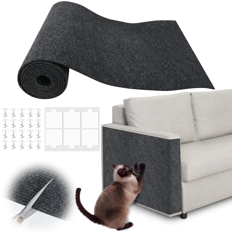 Protege-Griffes Inchoco pour Canapé — Tapis Grattage Auto-Adhésif 78,7 x 15,8 pouces Gris Foncé