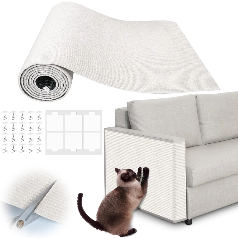 Inchoco Tapis Protecteur de Griffes pour Chat – 78,7 x 15,8 pouces, auto-adhésif, sisal, découpe personnalisable