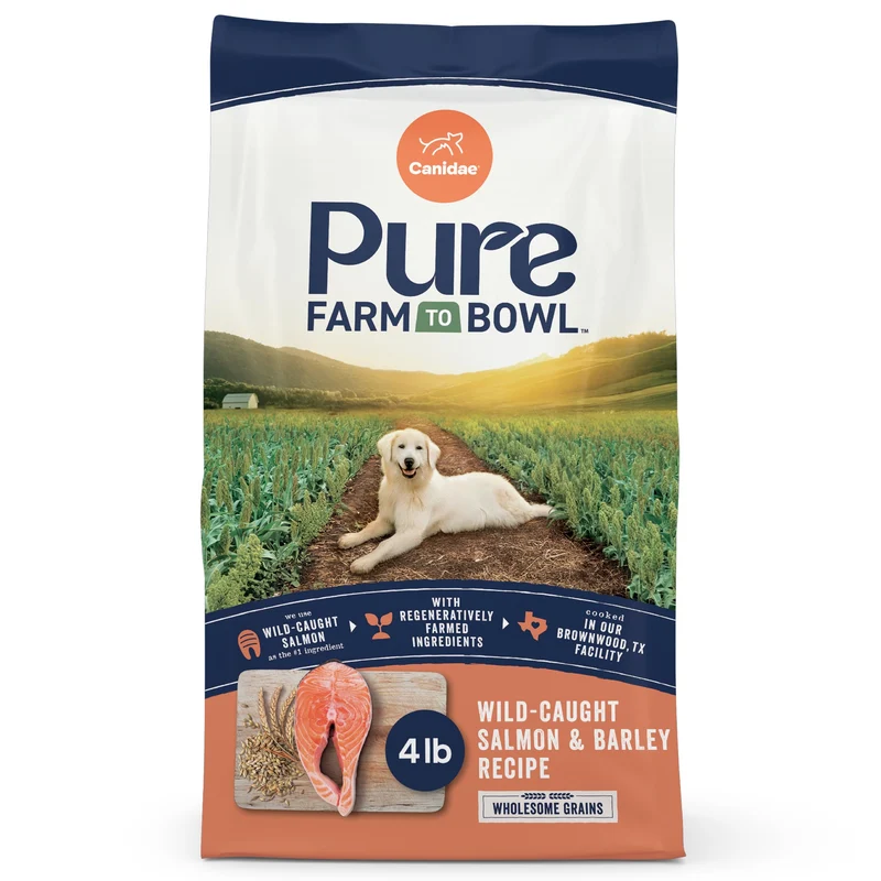 Canidae Pure Farm to Bowl – Saumon sauvage et Orge, croquettes pour chien adulte, 4 lb