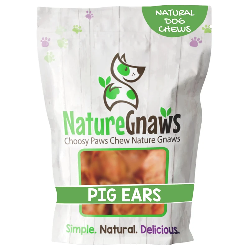Nature Gnaws – Oreilles de Porc pour Chiens (8 unités) – Longues, Sans Rawhide