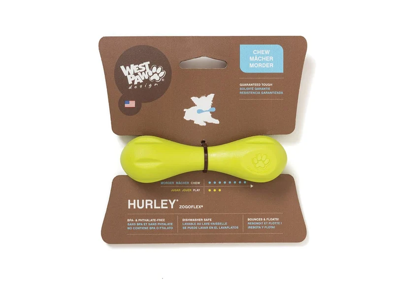 WEST PAW Zogoflex Hurley – Os chien flottant et résistant (Granny Smith), jouet pour morsures agressives