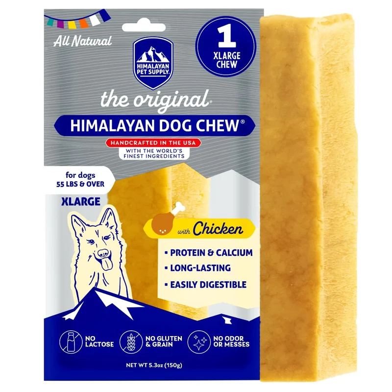 Himalayan Dog Chew Original Bâton de Fromage de Yak au Poulet — Extra Large, 150 g, Sans Gluten, Sans Céréales, Sans Lactose, 100% Naturel, Longue Durée pour Chiens >25 kg