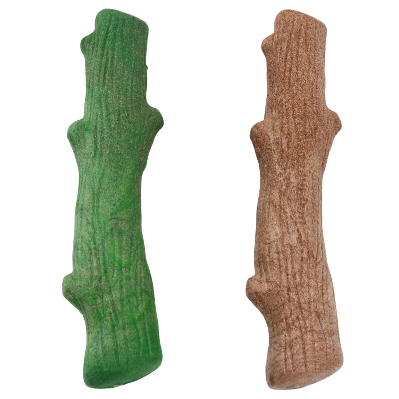 Pupstages Dogwood Breath – Bâton Mâchable Bois Réel, 2Pièces, 8-pouces, Nature et Menthe