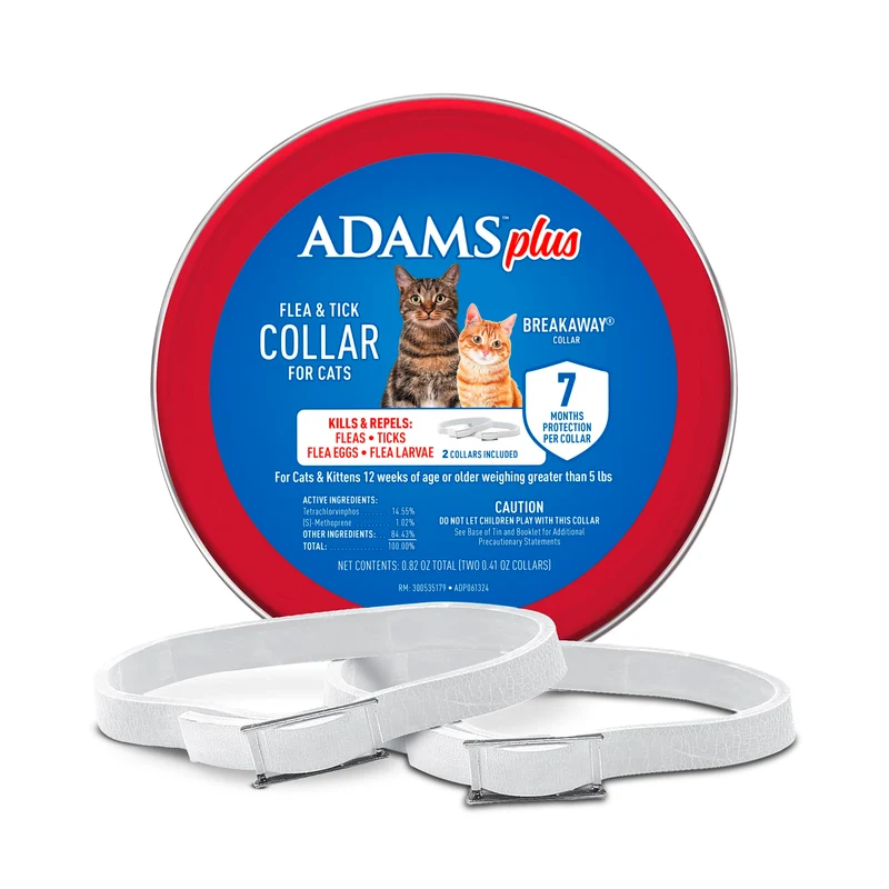 ADAMS Plus Colliers Puces et Tiques pour Chats — 7 Mois, Lot de 2