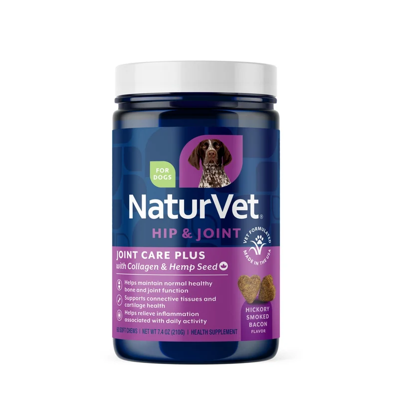 NaturVet Santé des Articulations au Chanvre pour Chiens – Friandises Molles avec collagène, glucosamine et oméga – 60 unités