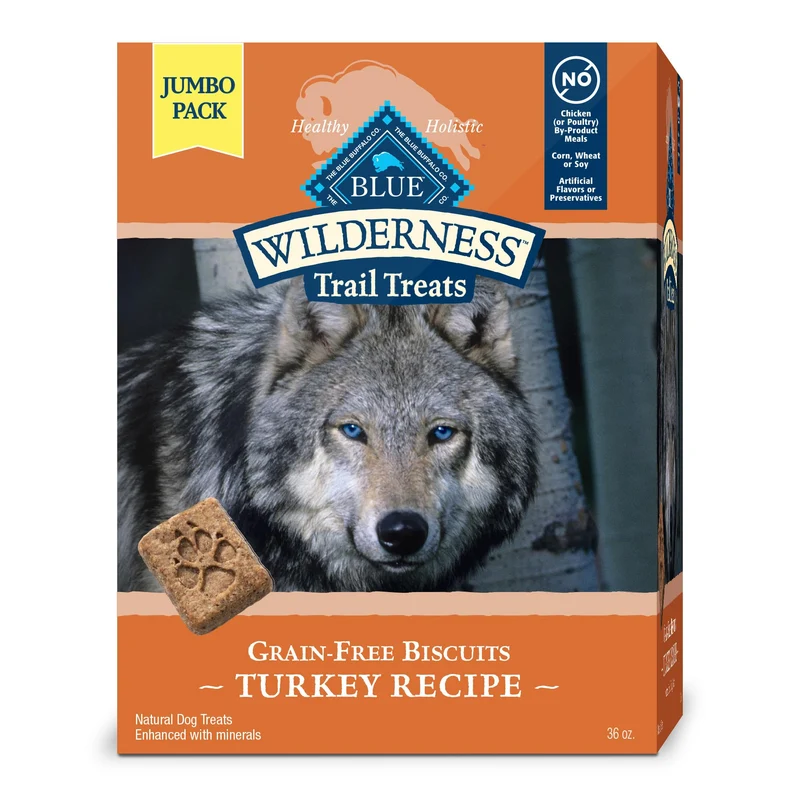 Blue Buffalo Wilderness Trail Treats : Biscuits croquants pour chiens à la dinde, haute protéine, sans céréales — Boîte de 36 onces