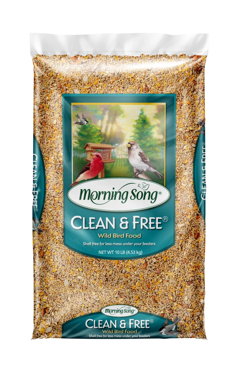 Morning Song Clean & Free – Nourriture pour oiseaux sauvages sans coquilles, graines premium sans desordre, sac de 4,5 kg (10 lb)