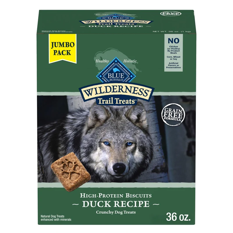 Blue Buffalo Wilderness Trail Treats - Biscuits protéinés sans céréales au canard, 36 oz